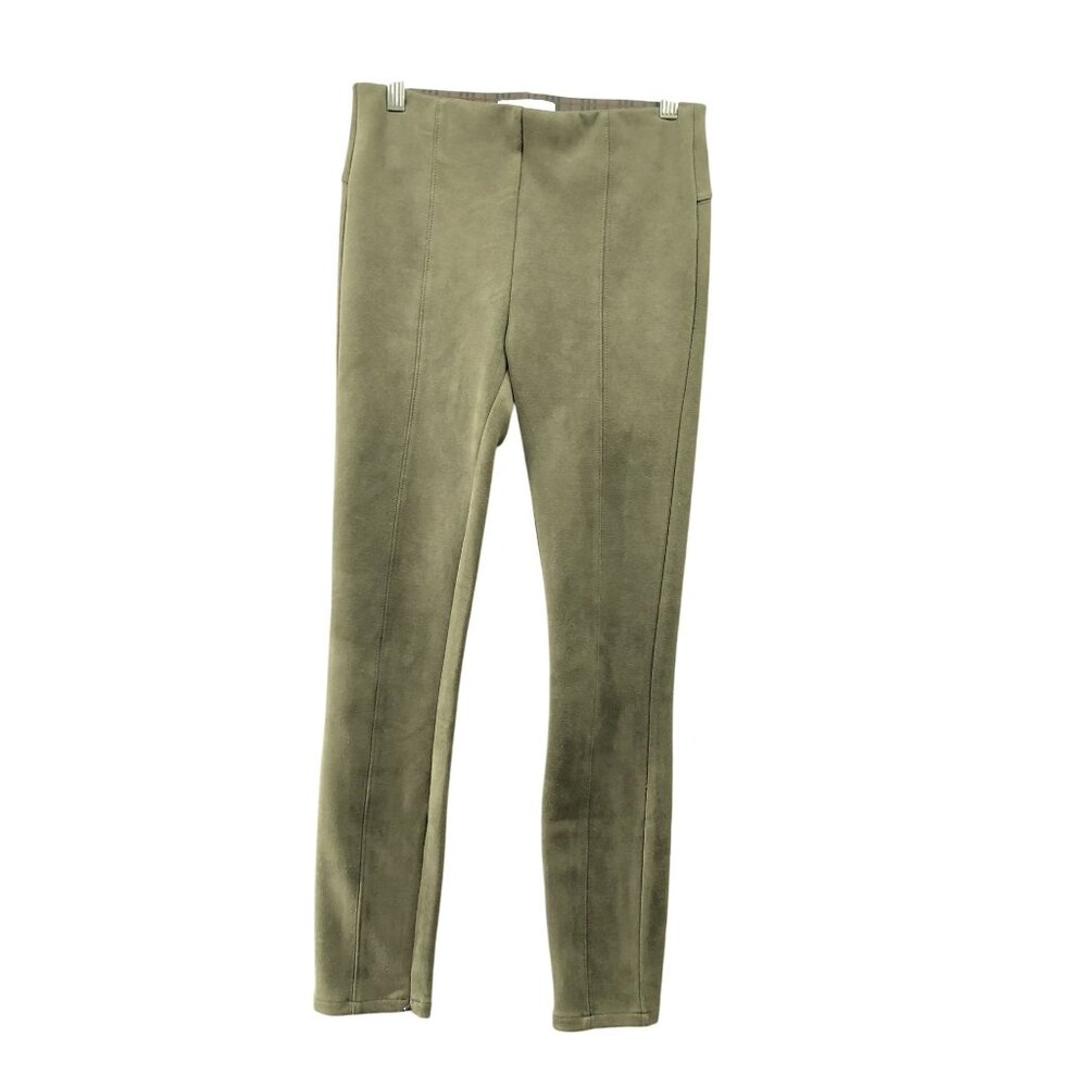 Anthropologie Faux Suede Legging‎ Pants Womens Size 26 Green Zip Ankle Pull On